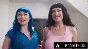 Hardcore anal sex with trans beauties and a busty blonde in a steamy threesome