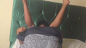step mom coming from the choir then she masturbate her pussy she almost cought fingering her pussy alone in the studio room