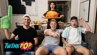 Troye Dean and Logan Aarons sneak under a blanket for hot cock stroking