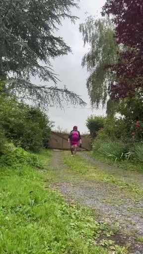 Dressed in a little fuchsia dress for an evening