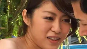 Steaming girl Kaori Otonashi in sexy shorts teased outdoors 6