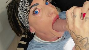 Destroying and sucking my giant dildo