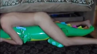 Twink Rides Inflatable Alligator Sex Toy to Cum