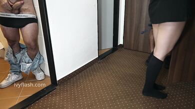 Wife sucks the delivery guy while Cuckold watches