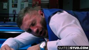 Hunk in suit pounded hard after cock slap
