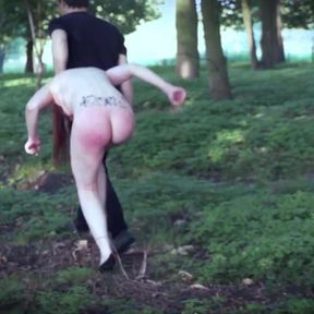 RedHead Dragged In Woods Punished with Wax and Big toy