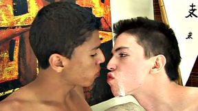 Skinny 21yo stud gives blowjob