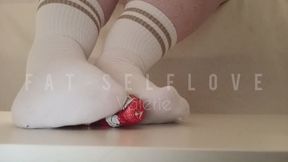 Giantess Foot Trampling Foodcrush – Sweaty Socks POV Crushing a Chocolate Figure (Slow Motion)