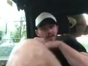 Guy jerking off while doing construction work gets caught.