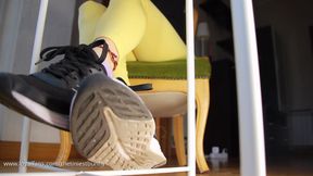 POV: sweaty socks and sneakers worship under the table