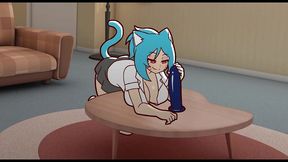 nicole risky job - gallery show [hentai game pornplay ] ep.8 hot milf playing with dildos in the living room in front of a cam