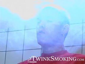 Attractive Yuri fires up his cig and sits on the toilet for his hot smokin and stroki