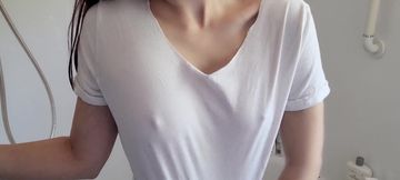 Wet shirt shower fingering