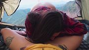 Jenn Pinzon fucks her onion ass in public in the mountains until she gets a creampie
