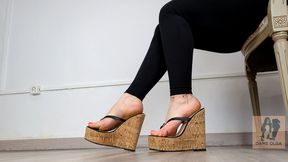 (649) Shoe Collection: Barefoot in Platform Toe-Thong Wedges - Dame Olga (1080p)