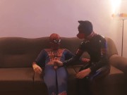 Puppy gets fucked by horny cosplay Spiderman