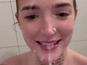 Amyyyoxxo covered in spit and cum