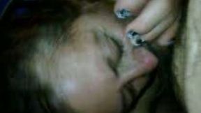 Amateur dark haired harlot got totally into sucking my buddy's stiff prick