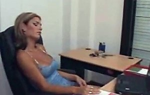 Tied tranny office masturbation