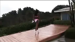 Stunning black bitch with firm tits gets nailed on the sofa by a hunk