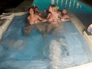 Hawt Tub Foursome with Deliah Grace & Jazmine Cruz