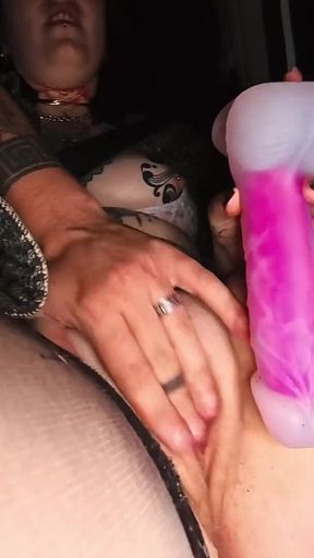 Goth Girl Gets Bored While Driving - Dildo, Throat Fuck.