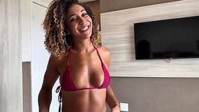 Ebony latina girl really loves my big white dick in her mouth and she sucks it