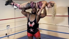 Maledom Wrestling Match: A Big Bear Presses A Blonde Brat Into The Ceiling!