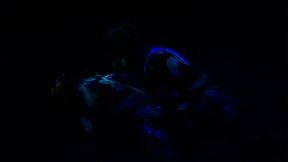 Psycholdelic Scene With Two Hot Lesbians Fucking In Blue