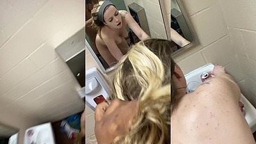Hot bathroom session in pink socks preview