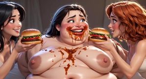 Obese Ugly Slave Covered in Food - Humiliated by Gorgeous Mistresses