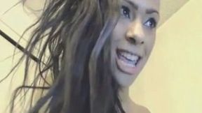 Impeccable brunette ebony babe with huge tits on webcam