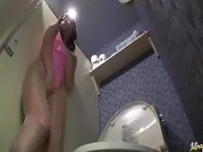 Seductive Beauty in Pink Swimsuit Self-Pleases Privately in Office Cubicle