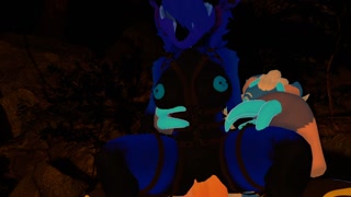 Female nardo rides whicker beast at campsite