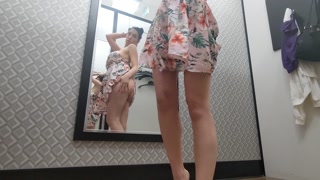 busty brunette in the public dressing room