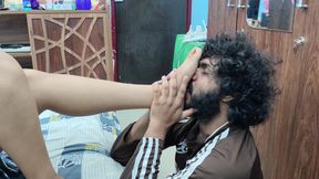 Feet Lick with Ass Kiss Romance in Nighty