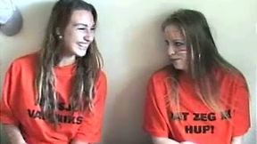 Filthy blond head wenches got their dirty eating holes energetically loped by one horny freak