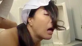 Toilet Cleaning Babe Gets Anal Fucked by Japanese Stranger