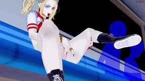 Harley Quinn rubs and fingers her pussy on the subway - DC comics Hentai.