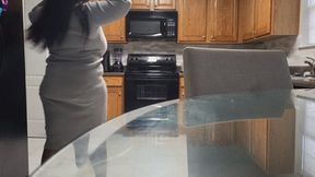 *Raw, unedited* Ebony Kitchen Striptease