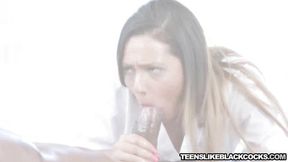 Teen Jaye Summers sucks big cock and rides it cowgirl style