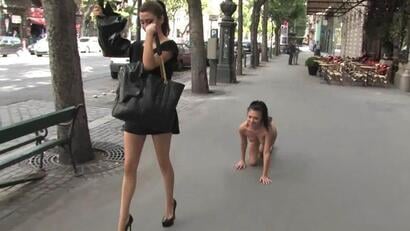 European girl enslaved in public