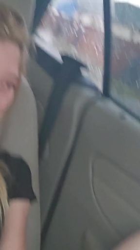 Petite 18 year old dildo fucks her pussy in the car in public   Clip 1