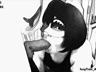 vintage toon oral with huge wang