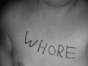 A transmale tying himself up on the bench and torturing himself with a toys