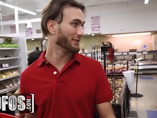 MOFOS - Horny Aubry Babcock Her Knees In The Store And Sucks Off Her Coworker In Public - Aubrey Bab