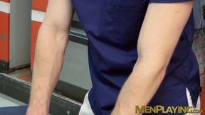 Intern plays with suit of his boss and gets caught doing it