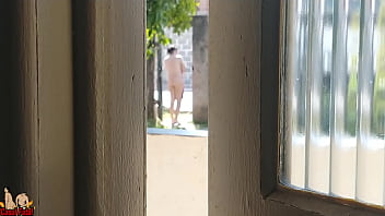 The delivery boy caught my wife taking a shower naked outside