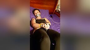 Self Vibed Orgasm While Tape Gagged