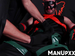 Restrained Gio Carrera eagerly obeys to his perv captor Marco Lorenzo